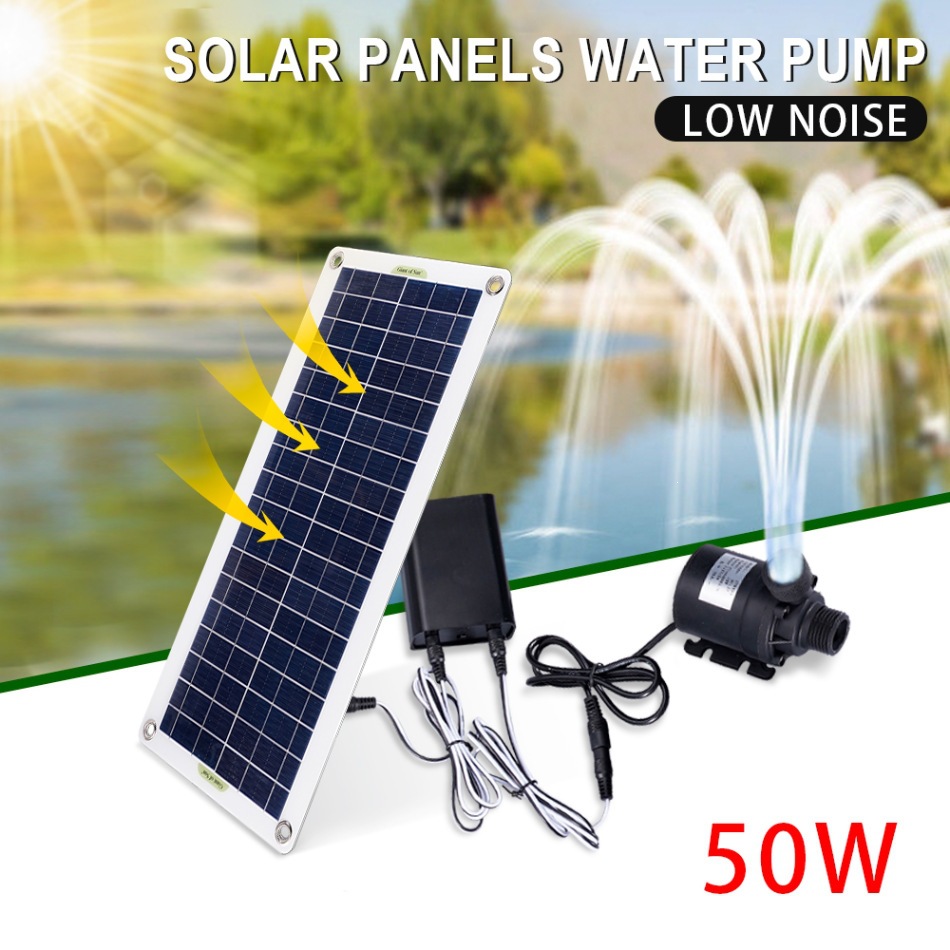 Aquarium Pump - 50W Zonne-energie Waterpomp Set Geluidsarme DC